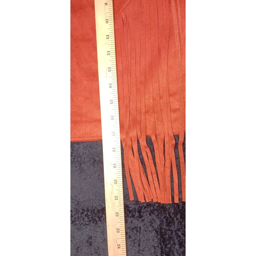 Forever 21 Plus Size 1X Rust Faux Suede Fringe Mini Skirt Western Boho Cowgirl - Picture 6 of 9